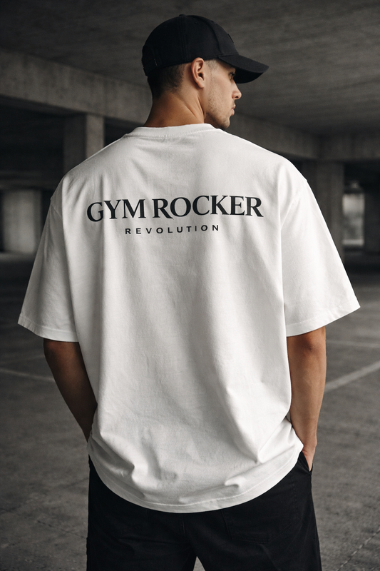 Gym Rocker Revolution Oversized T-Shirt – Clean Luxury Pumpcover in Off-White