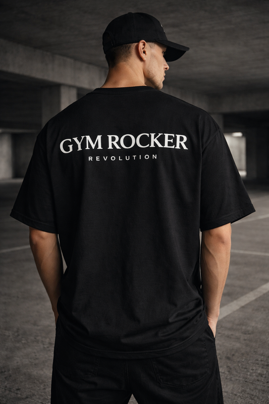 Gym Rocker Revolution Oversized T-Shirt – Clean Luxury Pumpcover in Off-Black