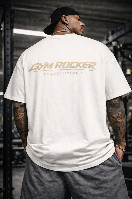 Gym Rocker Revolution Oversized T-Shirt – Cleanes Gym Pumpcover - white