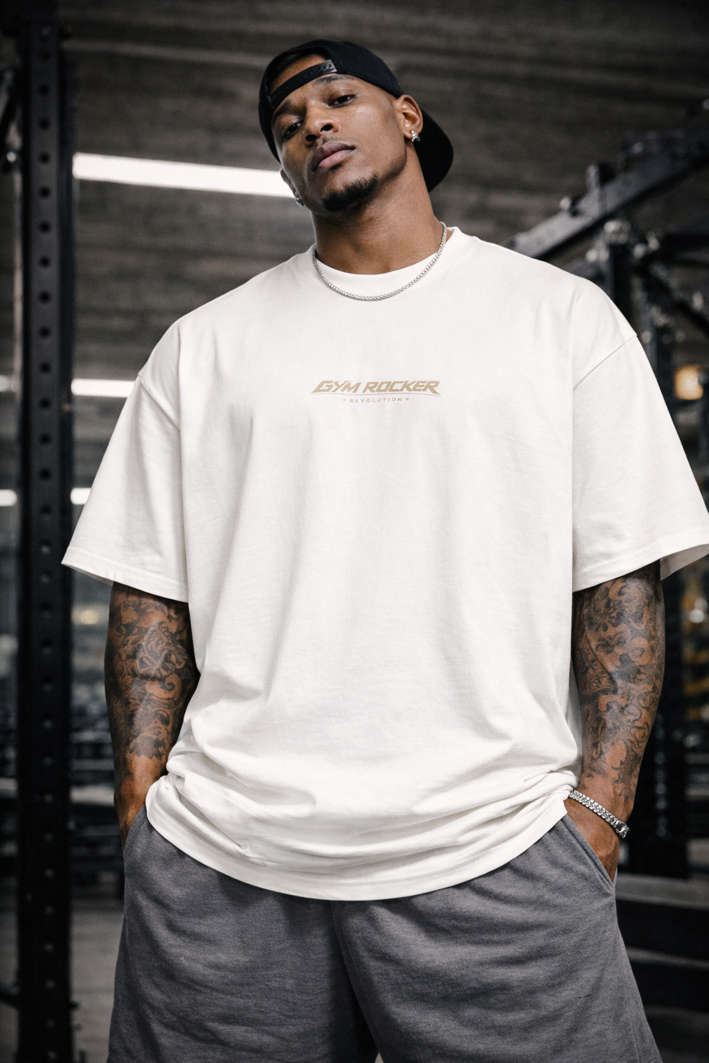 Gym Rocker Revolution Oversized T-Shirt – Cleanes Gym Pumpcover - white